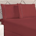 Jogo De Lençol Ponto Palito King Vermelho Marsala 3 Peças