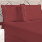 Jogo De Lençol Ponto Palito Queen Vermelho Marsala 3 Peças