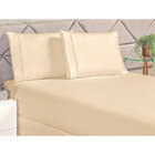 Jogo De Lençol Ponto Palito Solteiro Cáqui 2 Peças