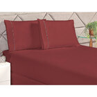 Jogo De Lençol Ponto Palito Solteiro Vermelho Marsala 2 Peças