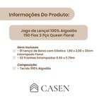 Jogo De Lençol Queen 3 Pçs Estampado 100% Algodão Elástico Pa