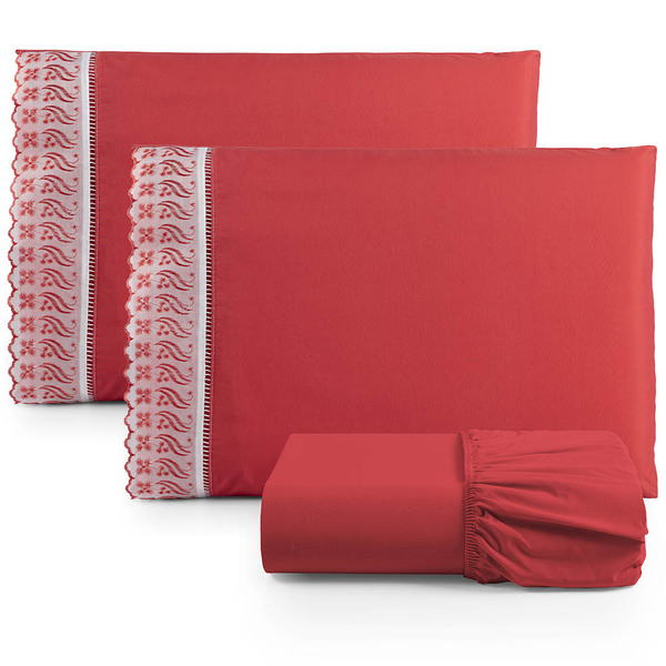 Jogo De Lençol Queen 3 Peças Basic Percal 180 Fios Lese Borda