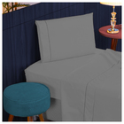 Jogo De Lençol Queen 3 Peças Percal 400 Fios Casen Cinza