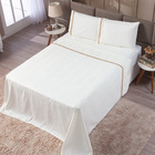 Jogo De Lençol Queen 4 Peças 600 Fios Toque Macio Bege Com De