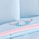 Jogo De Lençol Queen Azul Bordado + Jogo De Banho 100% Algodã