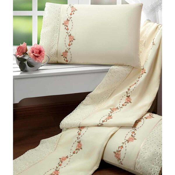 Jogo De Lençol Queen Bouquet 04 Peças 100% Algodão 200 Fios -