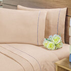 Jogo De Lençol Queen Cáqui Ponto Palito 200 Fios 3 Peças Teci