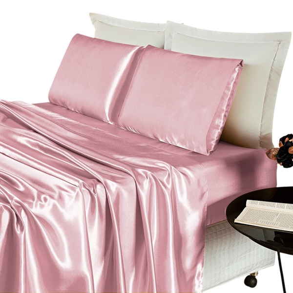 Jogo De Lençol Queen Cetim Shine 4pç 100% Poliéster - Rose