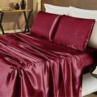 Jogo De Lençol Queen Cetim Shine 4pç 100% Poliéster - Vinho