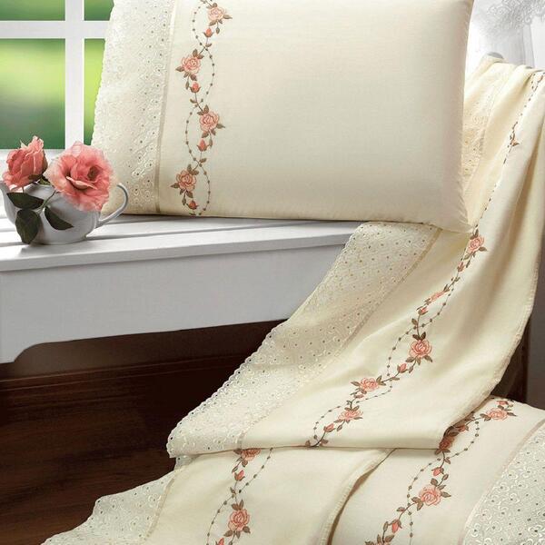 Jogo De Lençol Queen Charme Percal 180 Fios 4pç - Palha