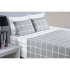 Jogo De Lençol Queen Geométrico Cinza Micropercal 200 Fios 4