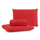 Jogo De Lençol Queen Mirante 3 Peças - Vermelho - 100% Algodã