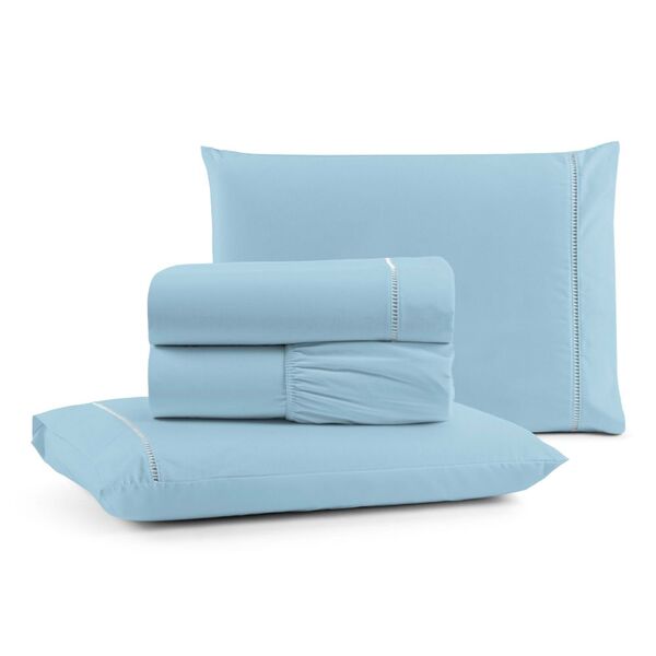 Jogo De Lençol Queen Mirante 4 Peças - Azul - 100% Algodão -