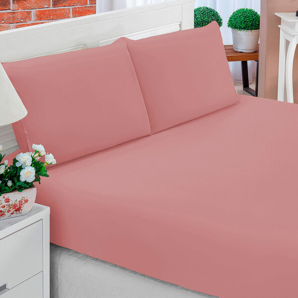 Jogo De Lençol Queen Pati Liso 03 Peças Rosê