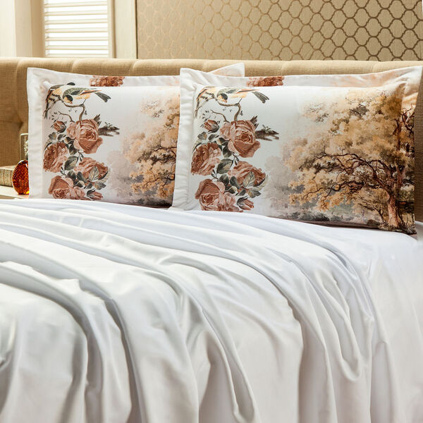 Jogo De Lençol Queen Percal 400 Fios Pássaro Casaborda 3 Peças