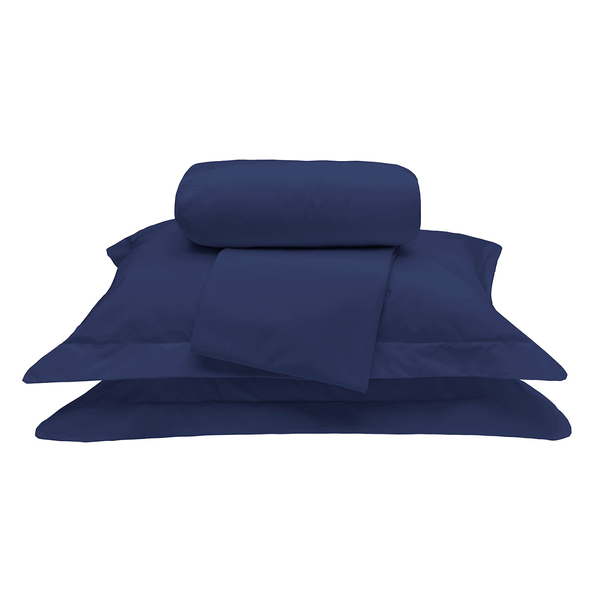 Jogo De Lençol Queen Size Azul Marinho 100% Algodão 200 Fios
