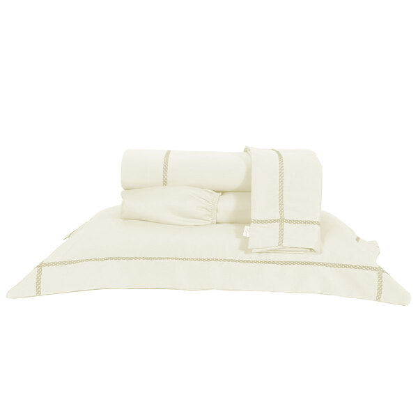 Jogo De Lençol Queen Size Palha 400 Fios Micro Percal 4 Peças