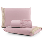 Jogo De Lençol Queen Suavitec Com Grippir 3 Peças - Rosê - 10