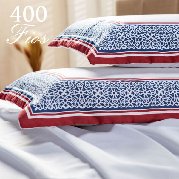 Jogo De Lençol Queen Tendência 3 Peças 400 Fios - Azul