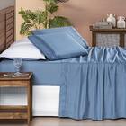 Jogo De Lençol Queen Yara Bordado 4pç 100% Poliéster - Azul