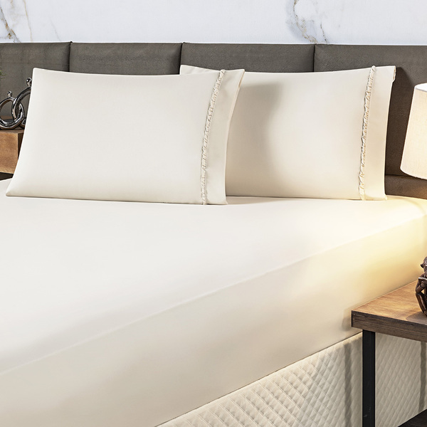 Jogo De Lençol Royal Padrão 3 Peças Percal 400 Fios Detalhe D