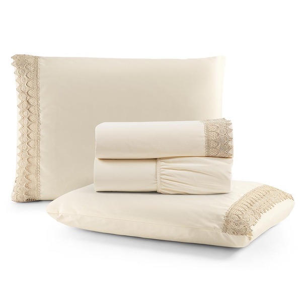 Jogo De Lençol Rubi Casal 4 Pçs 100% Algodão 200 Fios Ponto P