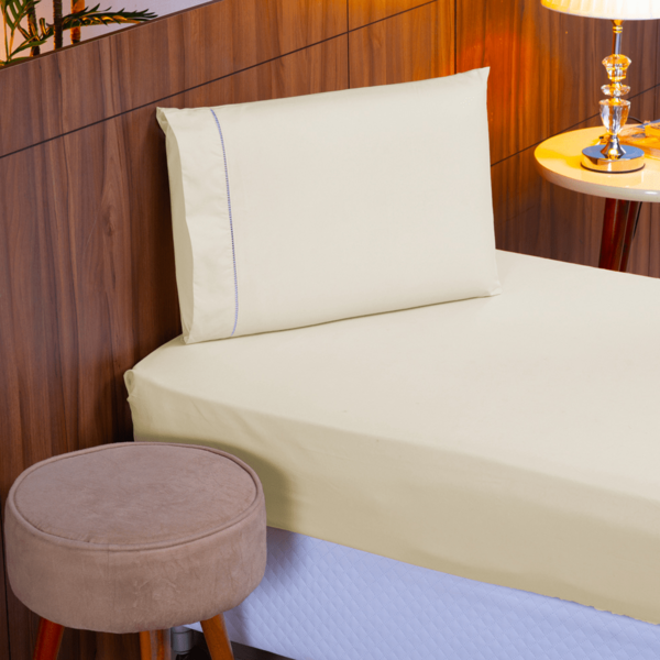 Jogo De Lençol Solteiro 140 Fios Ponto Palito Palha Valle Enx