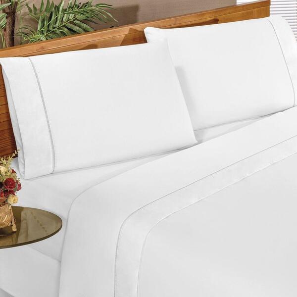 Jogo De Lençol Solteiro Classic 180 Fios 3 Peças - Branco