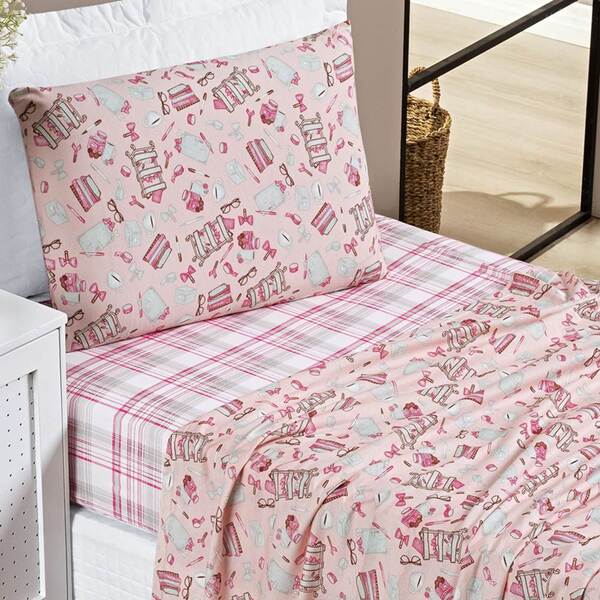 Jogo De Lençol Solteiro Joy Malha 100% Algodão Estampado 3 Pe