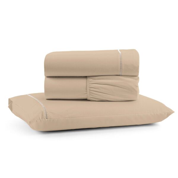 Jogo De Lençol Solteiro Mirante 3 Peças - Avelã - 100% Algodão