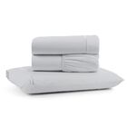 Jogo De Lençol Solteiro Mirante 3 Peças - Cinza - 100% Algodão