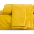 Jogo De Lençol Solteiro Mostarda 3 Peças Micropercal 200 Fios