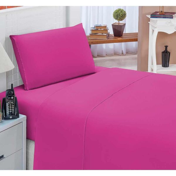 Jogo De Lençol Solteiro Padrão Liso Pati 03 Peças Tecido Micr