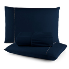 Jogo De Lençol Sonobom 400 Fios Padrão 3 Pçs Barato Marinho -