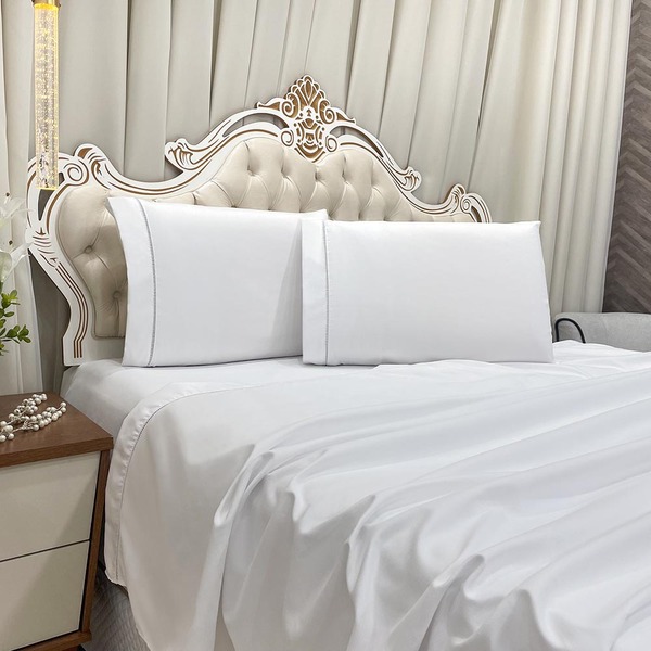 Jogo De Lençol Suave Padrão 4 Peças Percal 400 Fios Detalhe P