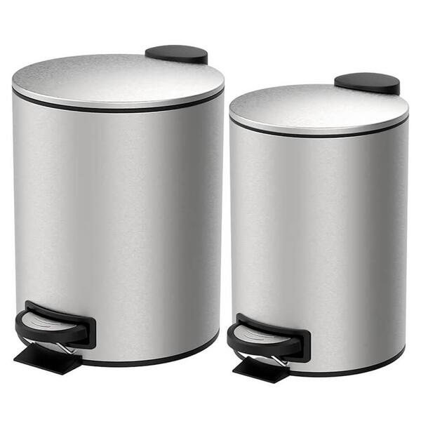 Jogo De Lixeiras Para Banheiro E Cozinha Inox Com Pedal Spin