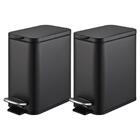 Jogo De Lixeiras Para Banheiro E Cozinha Retangular Preto Aço