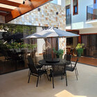 Jogo De Mesa 1,40m + 6 Cadeiras Alumínio E Tela Para Área Ext