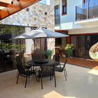 Jogo De Mesa 1,40m + 6 Cadeiras Alumínio E Tela Para Área Ext