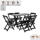 Jogo De Mesa 120x70 Com 6 Cadeiras Dobráveis De Madeira Preto