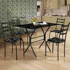 Jogo De Mesa 4 Cadeiras 98cm Base De Aço Tampo Martelado Pret