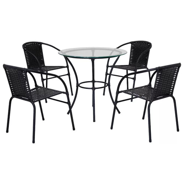 Jogo De Mesa 4 Cadeiras Happy Hour Para Área Externa Em Aço E