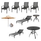 Jogo De Mesa, 4 Cadeiras, Ombrelone, Espreguiçadeira