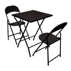 Jogo De Mesa 60x60 Dobravel De Ferro Com 2 Cadeiras Para Rest