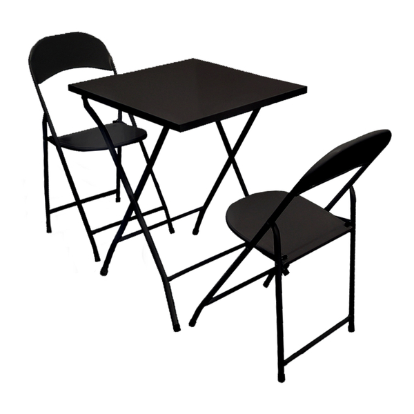 Jogo De Mesa 60x60 Dobravel De Ferro Com 2 Cadeiras Para Rest