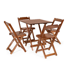 Jogo De Mesa 70x70 Com 4 Cadeiras Dobráveis De Madeira Imbuia