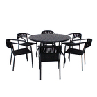 Jogo De Mesa Alumínio 6 Cadeiras Lavanda Corda Náutica - Preto