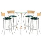 Jogo De Mesa Bistrô Com Tampo De Vidro Redondo 4 Banquetas Em