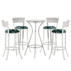 Jogo De Mesa Bistrô Com Tampo De Vidro Redondo 4 Banquetas Em