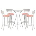 Jogo De Mesa Bistrô Com Tampo De Vidro Redondo 4 Banquetas Em